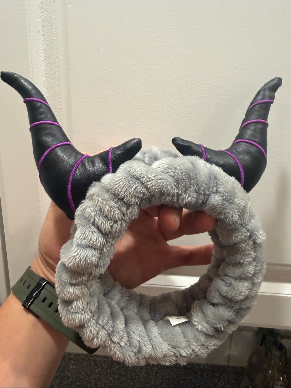Disney Maleficent Horns Plush Headband One Size Gray Black Purple Polyester